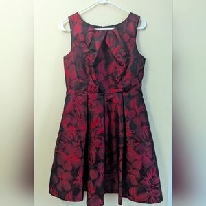 SLNY Formal Sleeveless Pleated A line floral Mini length dress